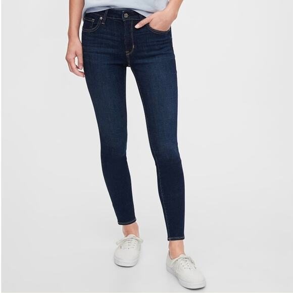 Gap Denim‎ High Rise Legging 2/26 Regular Dark Indigo Raw hem - Excellent - Picture 1 of 14